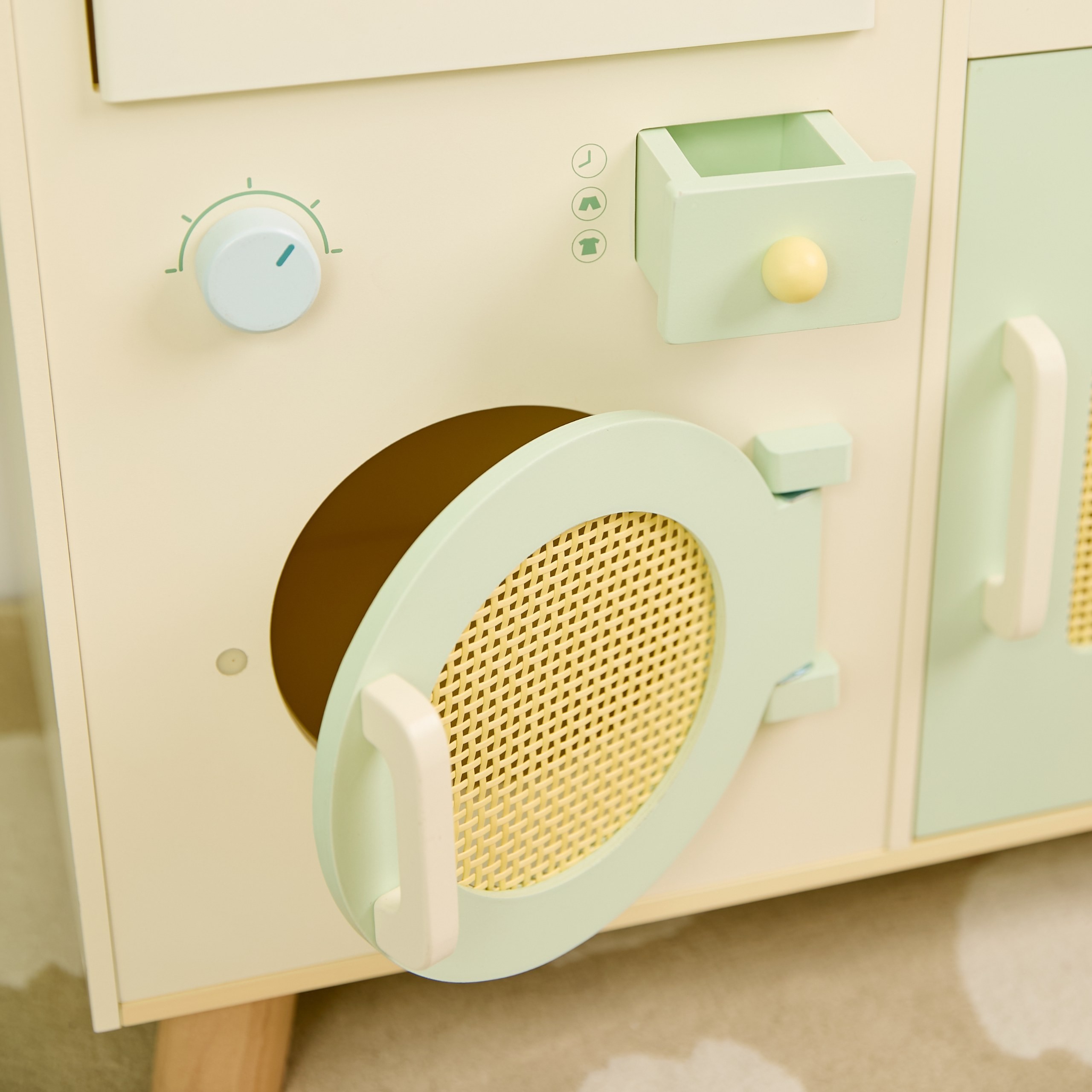 CLASSIC WORLD Drewniana Kuchnia XXL Wielofunkcyjna z Pralką i Akcesoriami 14el.